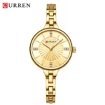 Relógio de Quartzo Feminino Curren Dourado - À Prova D'Àgua e Vidro de Hardlex