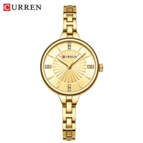 Relógio de Quartzo Feminino Curren Dourado - À Prova D'Àgua e Vidro de Hardlex