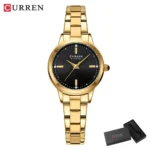 Relógio de Quartzo Feminino Curren Dourado - À Prova D'Àgua e Vidro de Hardlex