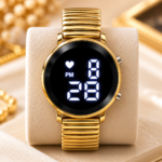 Relógio Feminino Xiaoma Digital LED Dourado – Estilo Moderno